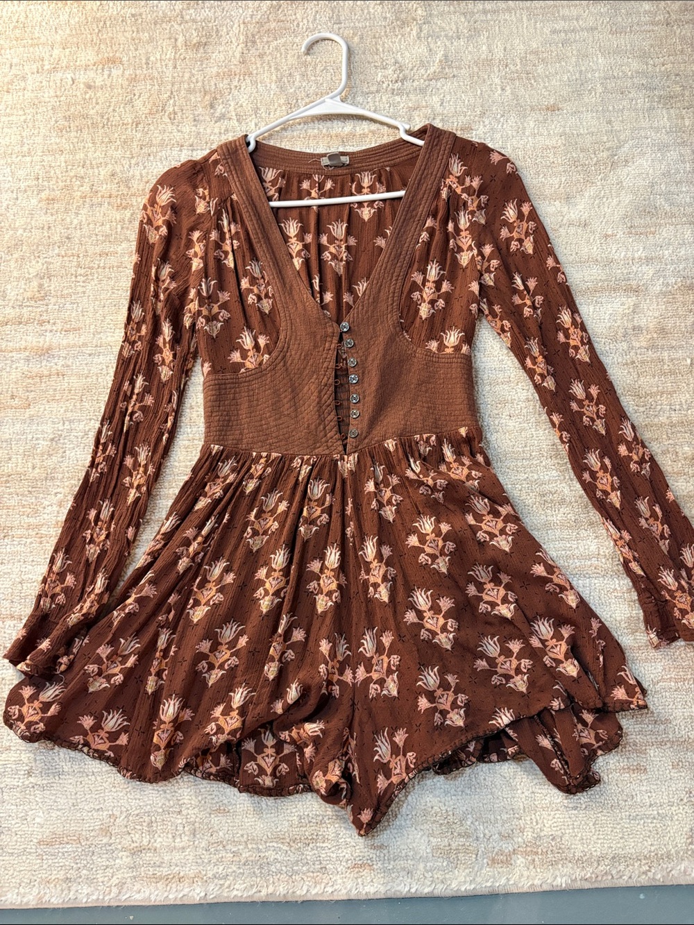 Women’s Brown Floral One-Piece Romper